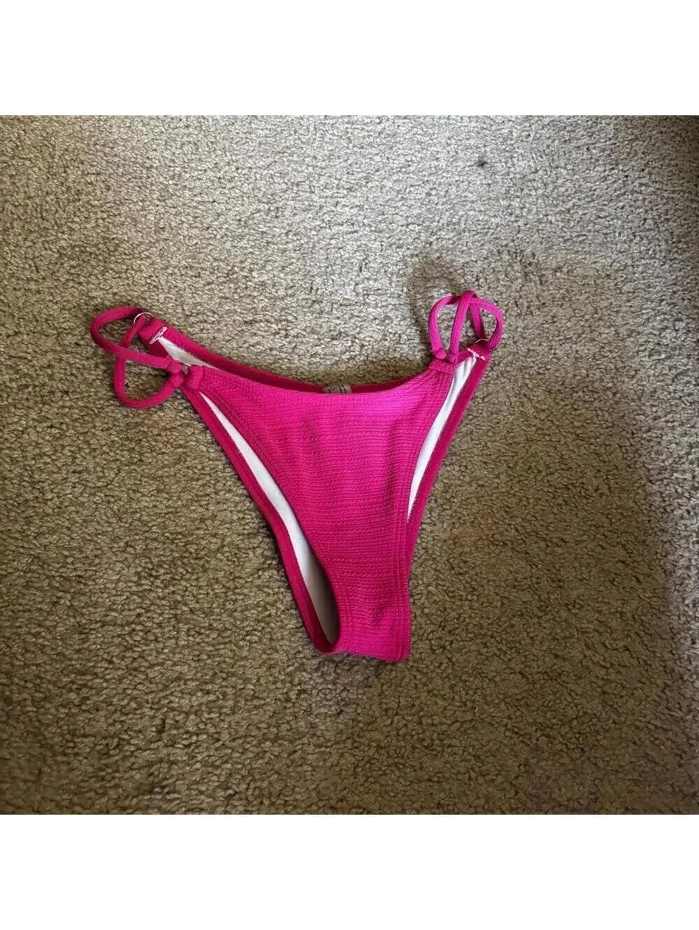 🇺🇸SHEIN Pink Deep V Adjustable Strap Bikini Top and Cheeky Bottom Set